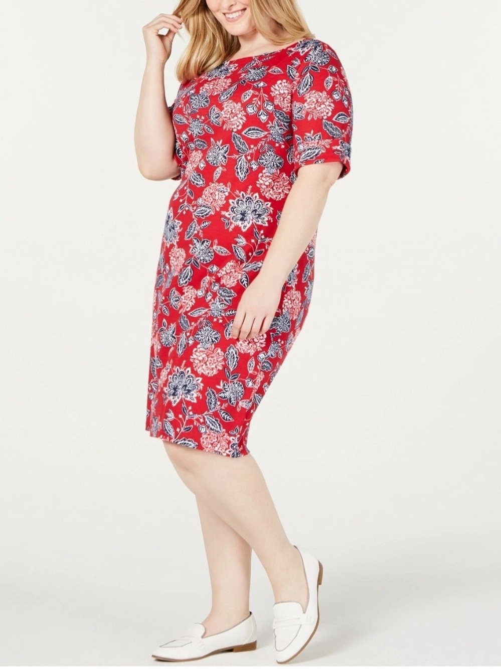Karen Scott Floral Sport Knee Length Dress